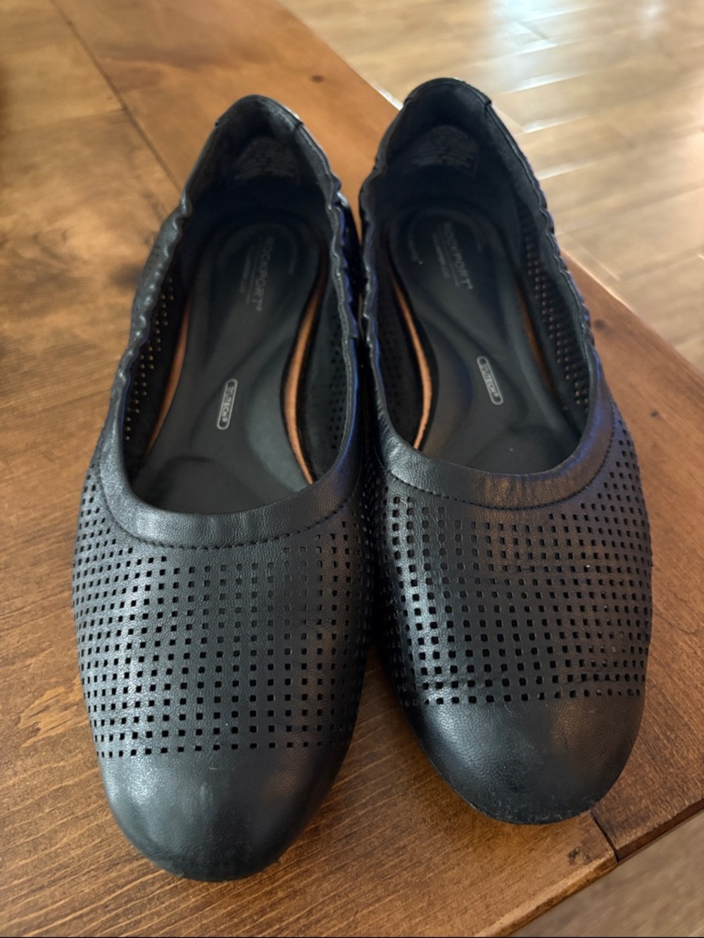 Rockport Black Perforated Ballet Flats